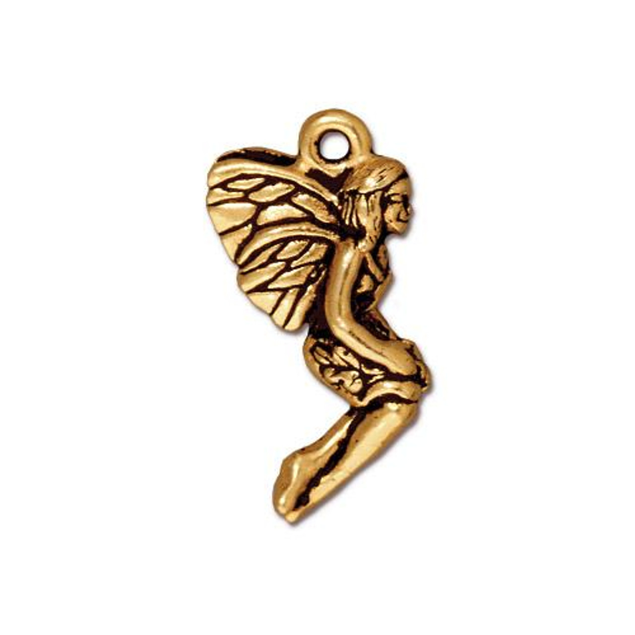 Leaf Fairy Charm, Antiqued Gold Plate, 20 per Pack - TierraCast, Inc.